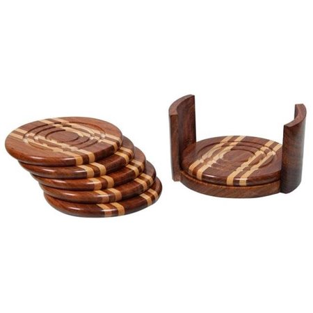 VINOSTRUMENTI VinoStrumenti VSGC2 Wine Glass Coaster Set with Holder; Round - 6 Piece VSGC2